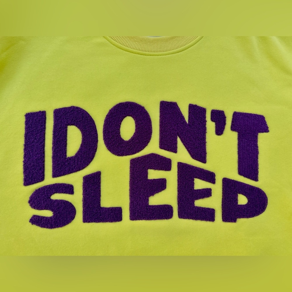 Mochy “I DON’T SLEEP” Neon Yellow Green Purple Size OS One Size Cotton - Picture 2 of 7